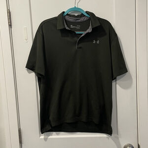 Under Armour Golf Polo Shirt Mens Large HeatGear Green Loose Fit